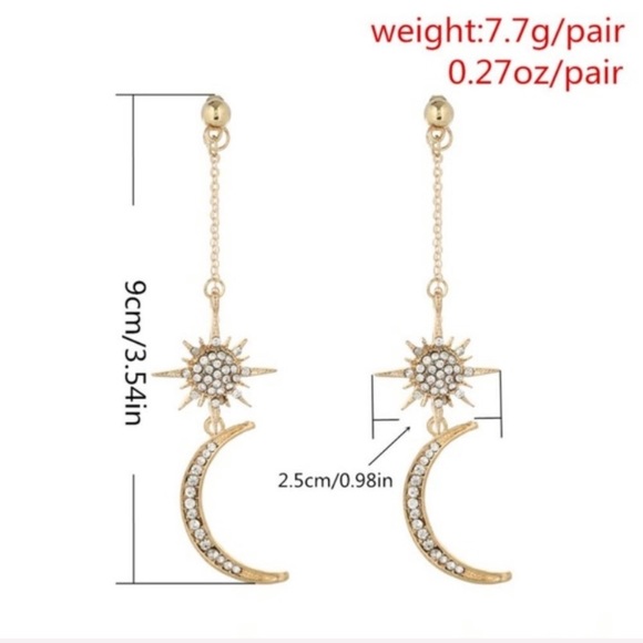 Moon and Star Drop Earrings - Picture 2 of 7